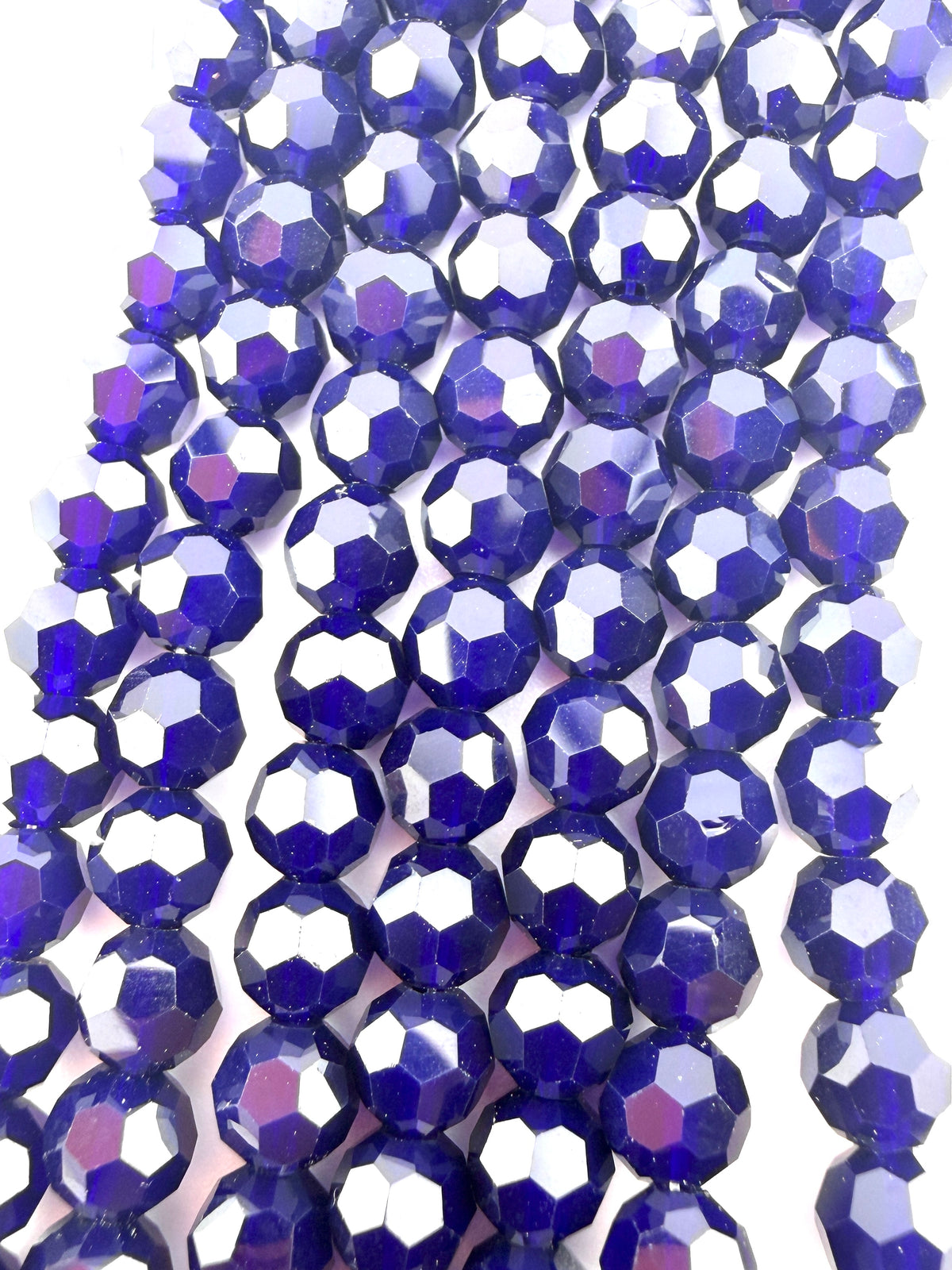 6mm Glass Faceted Round Beads Transparent Navy Blue