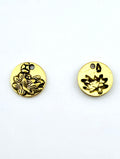 14.5mm Lotus Coin Charm Antique Gold