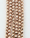 6mm Rose Gold Faceted Round Hematite Beads