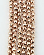 6mm Rose Gold Faceted Round Hematite Beads