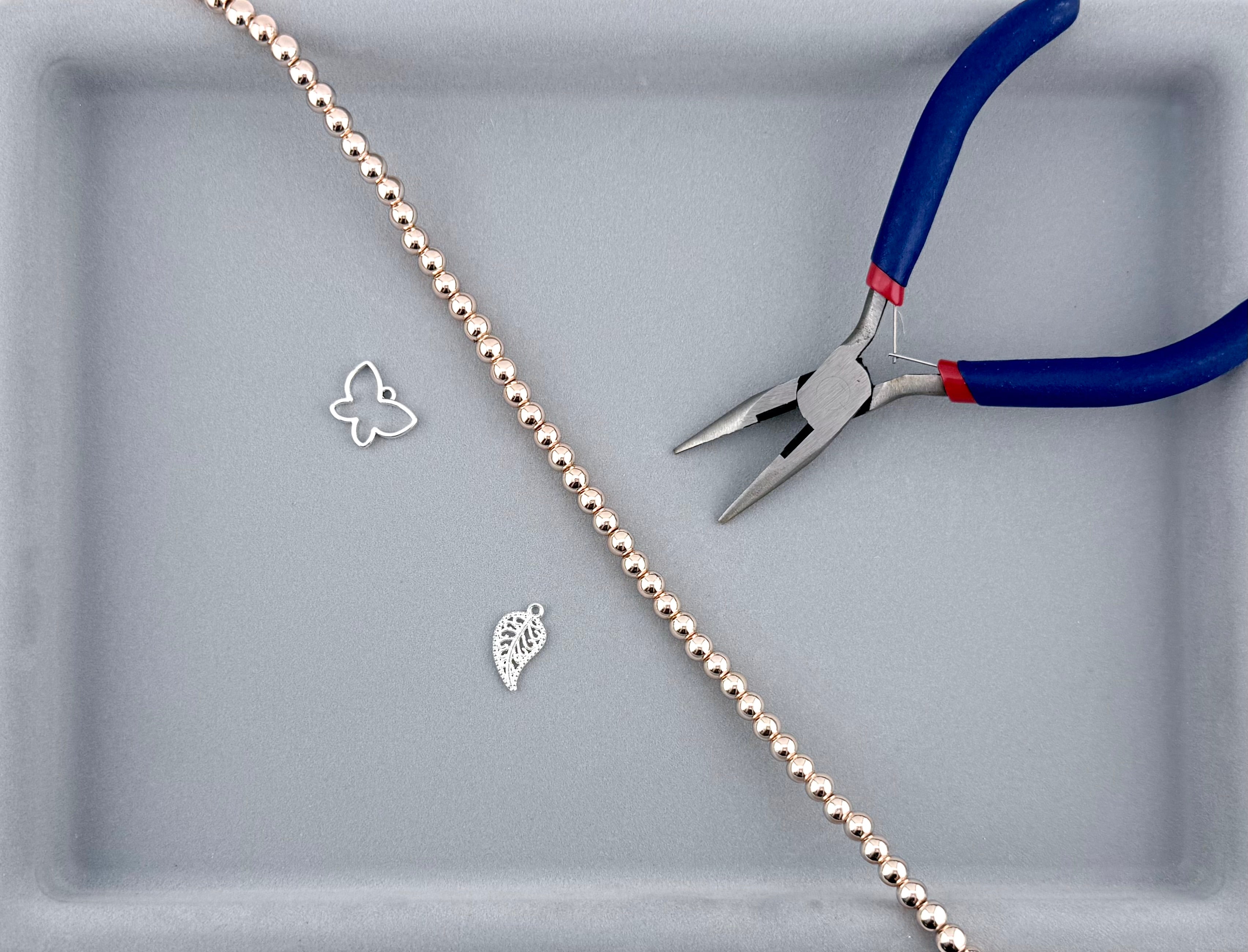 8mm Round Hematite Beads Rose Gold
