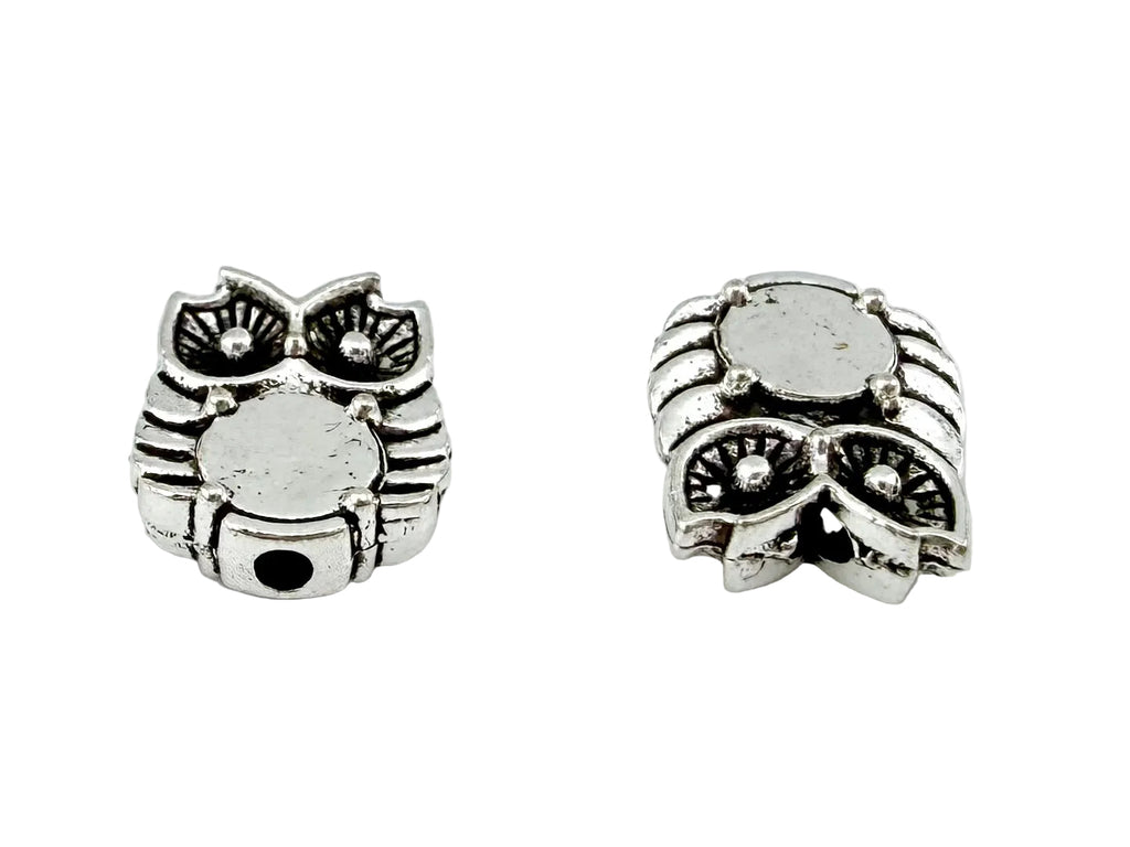 10x8mm Owl Spacer Bead Rhodium