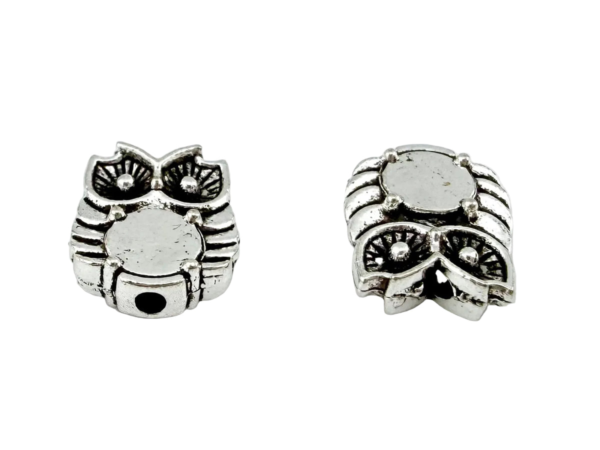 10x8mm Owl Spacer Bead Rhodium