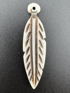 56mm Antiqued Bone Leaf Pendant – Hand Carved Bone, Tribal & Indigenous Style