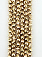 6mm Gold Faceted Round Hematite Beads