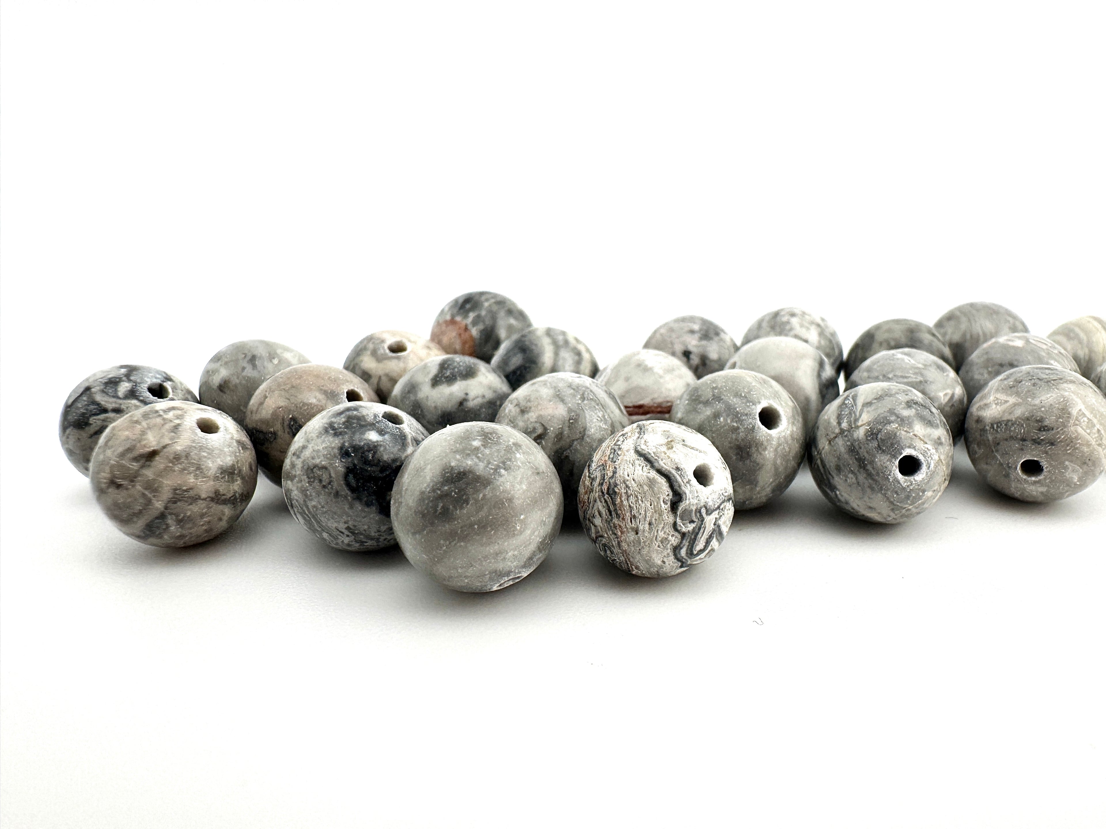 Grey Scenery Jasper Beads Available in 4mm, 6mm, 8mm, 10mm Sizes