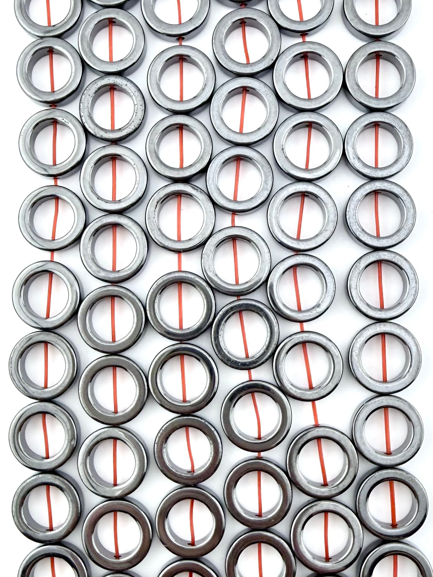 4x12mm Hematite Round Frame Beads