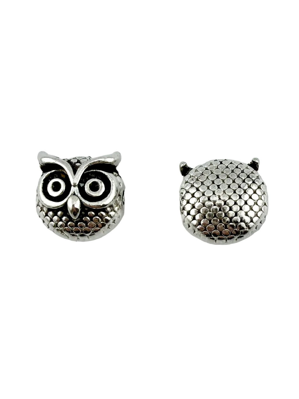10x8mm Chubby Owl Spacer Rhodium