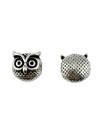 10x8mm Chubby Owl Spacer Rhodium