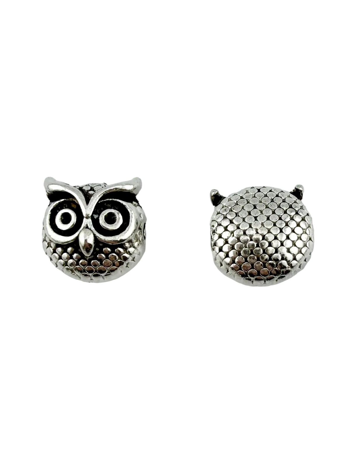 10x8mm Chubby Owl Spacer Rhodium