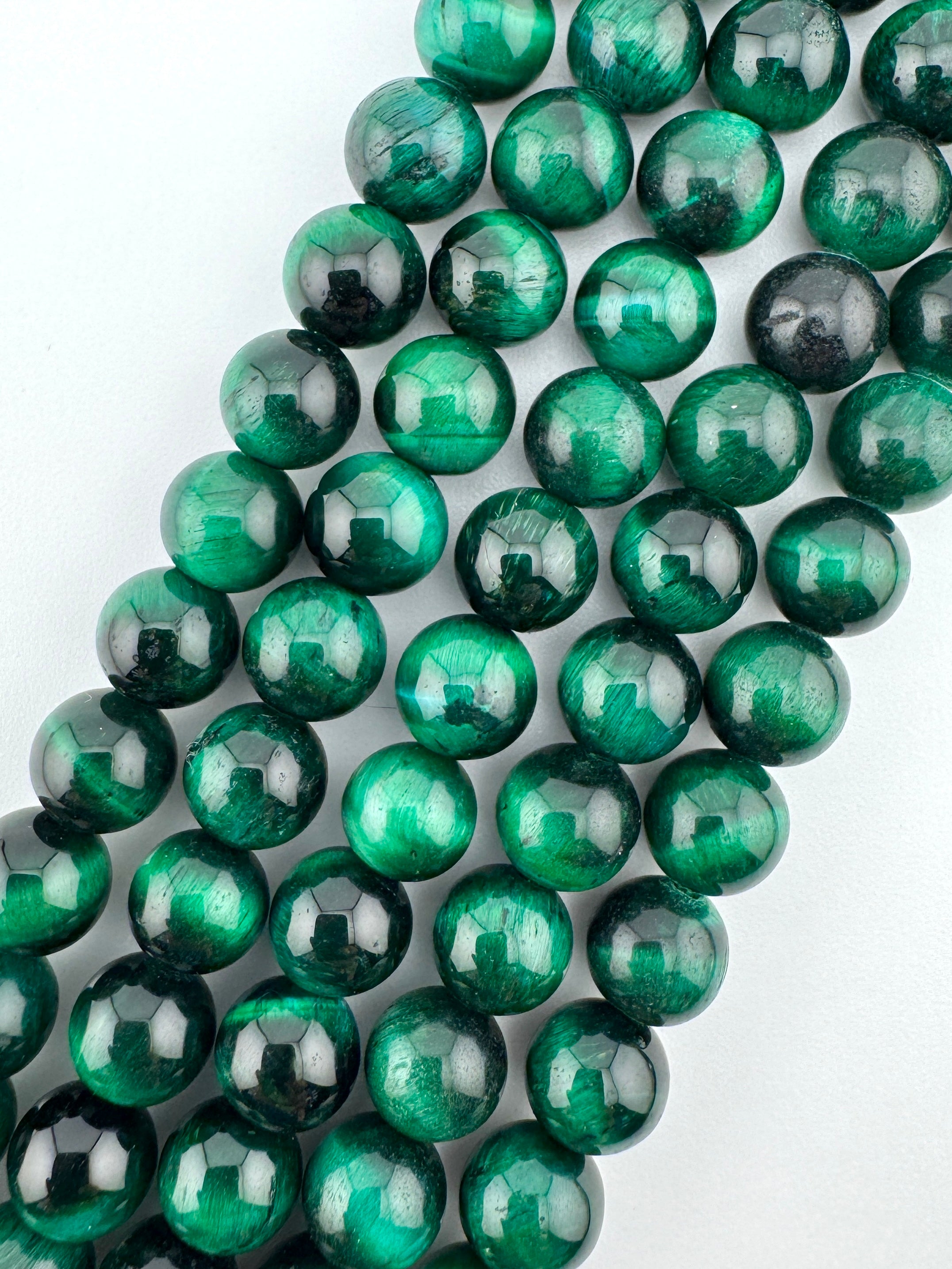 Dyed Tiger Eye Green Beads Available in 6mm, 8mm Sizes