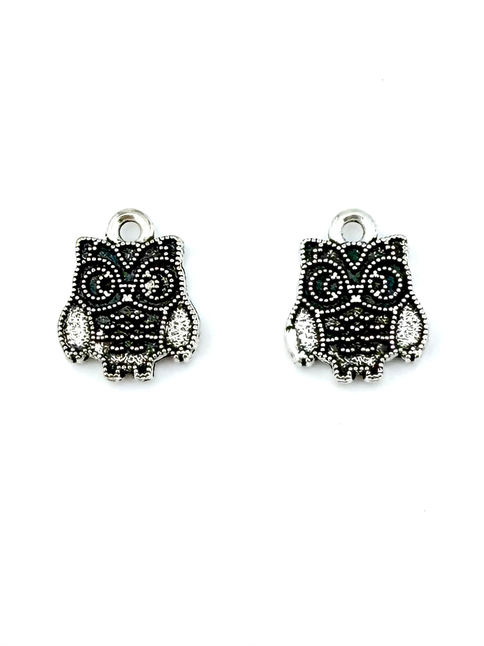12mm Chubby Owl Charm Rhodium