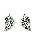 18.5mm Filigree Leaf Charm Rhodium