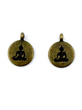 19mm Buddah Coin Charm Antique Brass