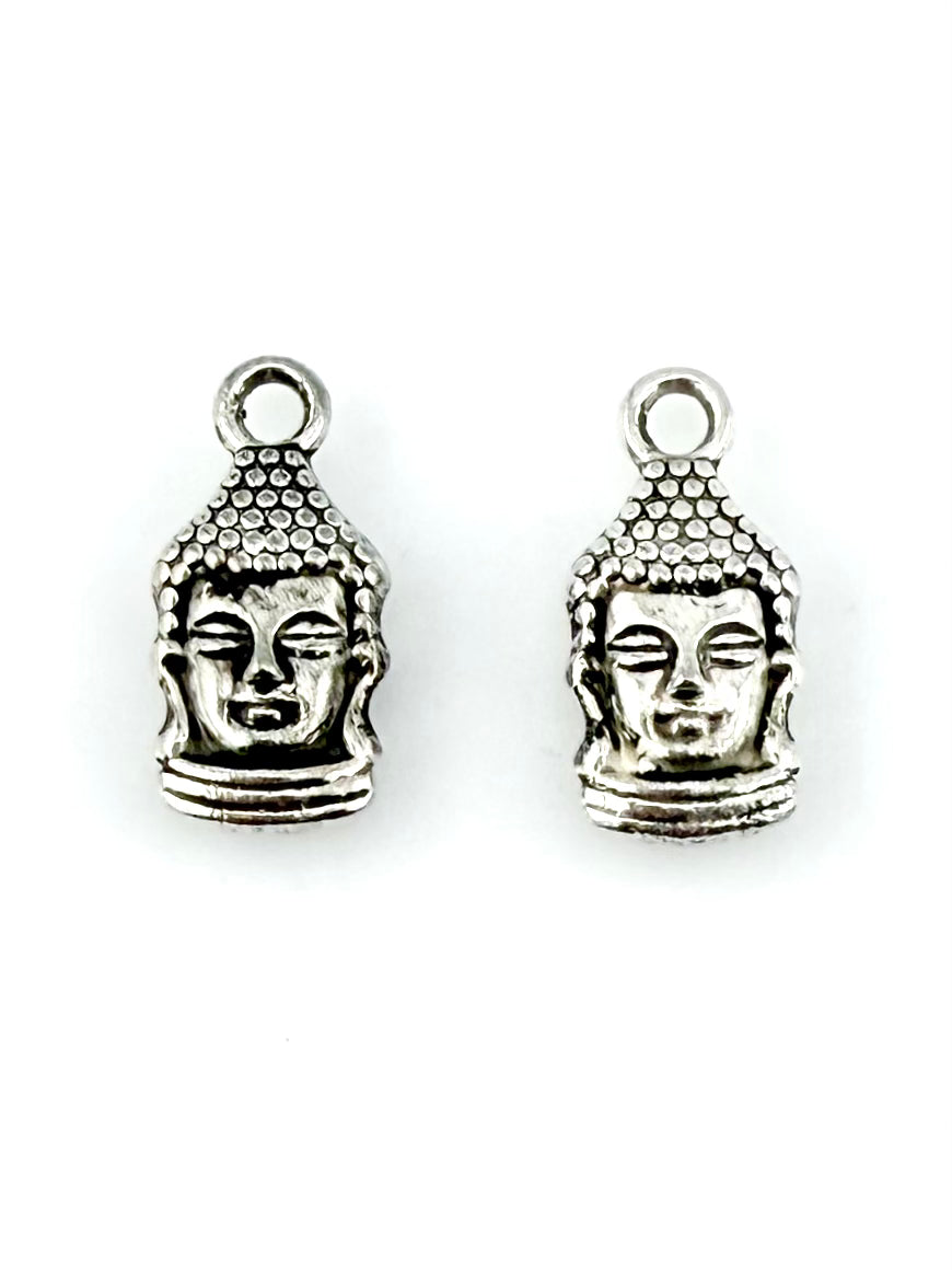 16mm Buddah Head Charm Rhodium