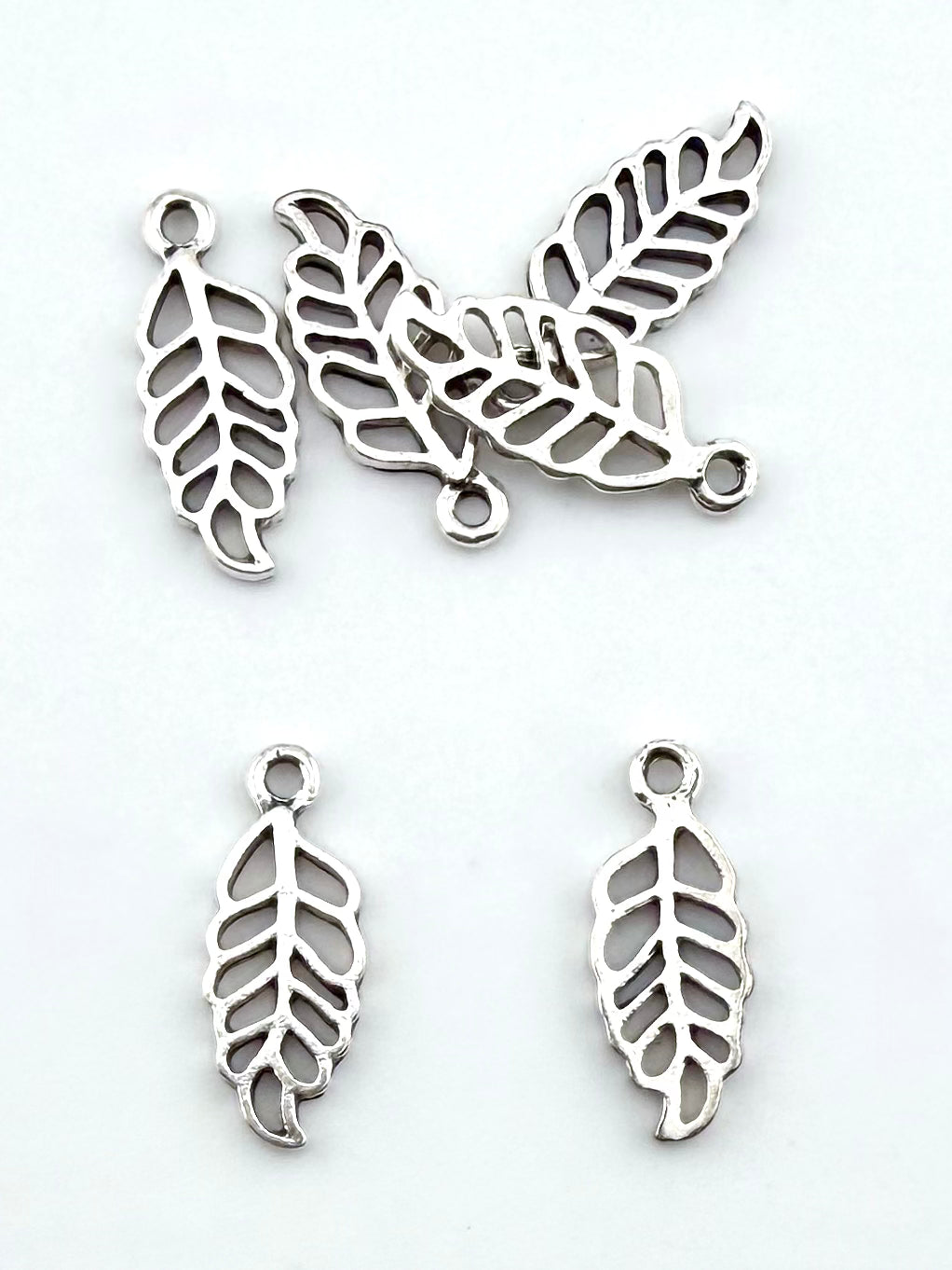 20mm Filigree Leaf Rhodium