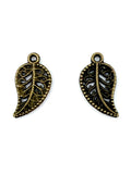 19mm Filigree Leaf Charm Antique Brass