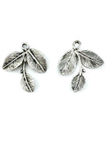 28mm Leaf Stem Charm Rhodium