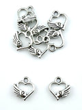 13mm Winged Love Charm Rhodium
