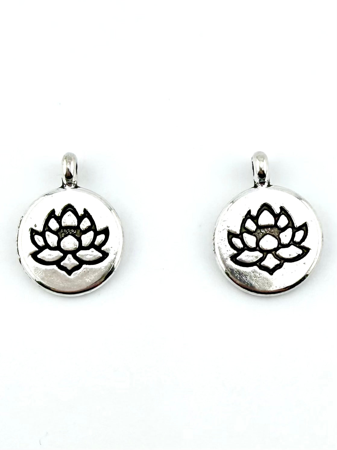 19mm Lotus Coin Charm Rhodium