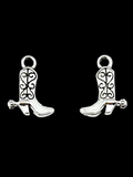 15.5mm Cow Boy Boot Charm Rhodium