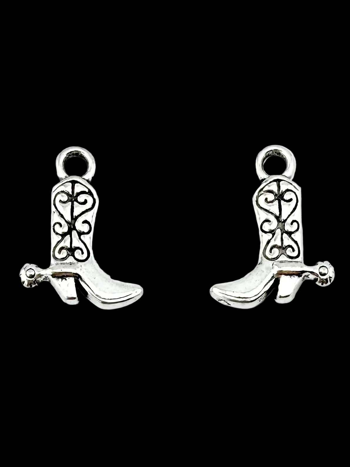 15.5mm Cow Boy Boot Charm Rhodium