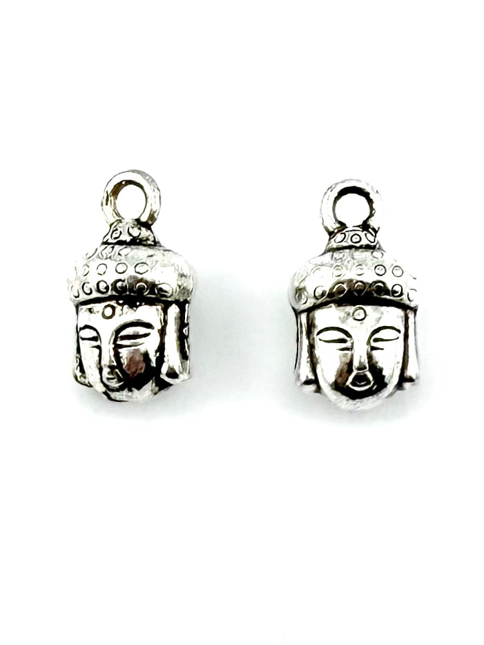 14mm Buddah Head Charm Rhodium