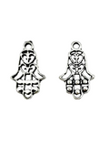 22mm Hand of Fatima Filigree Charm Rhodium