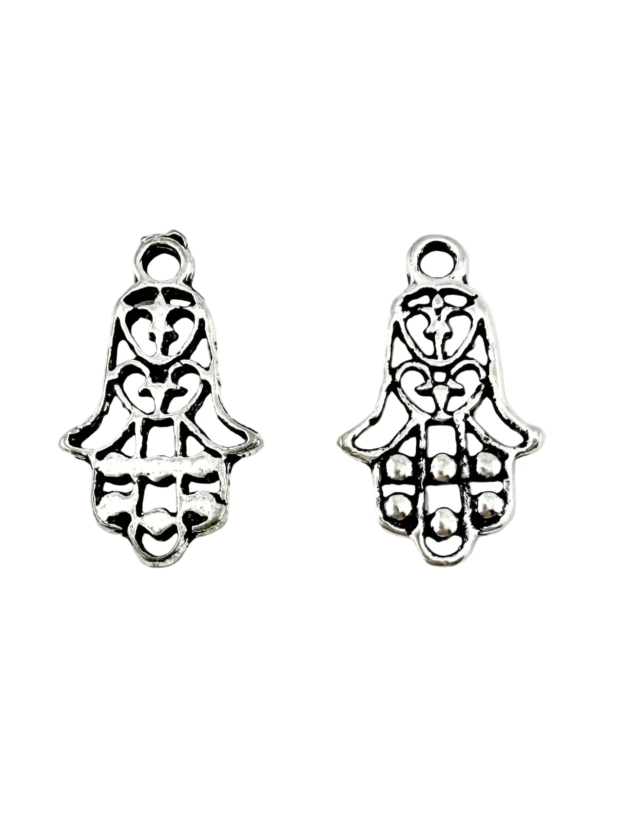 22mm Hand of Fatima Filigree Charm Rhodium