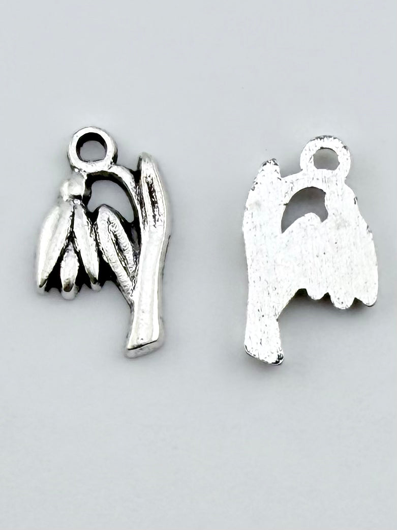 14.5mm Folded Flower Charm Rhodium