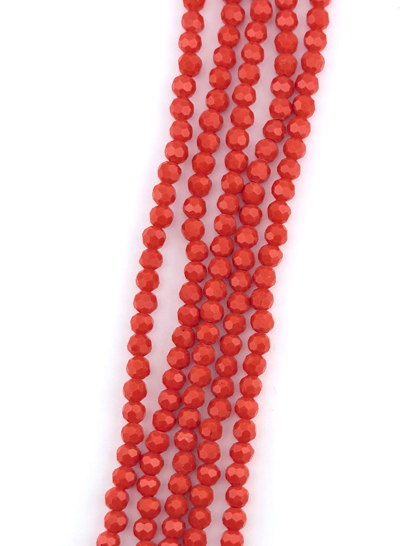 6mm Glass faceted round Beads Orange