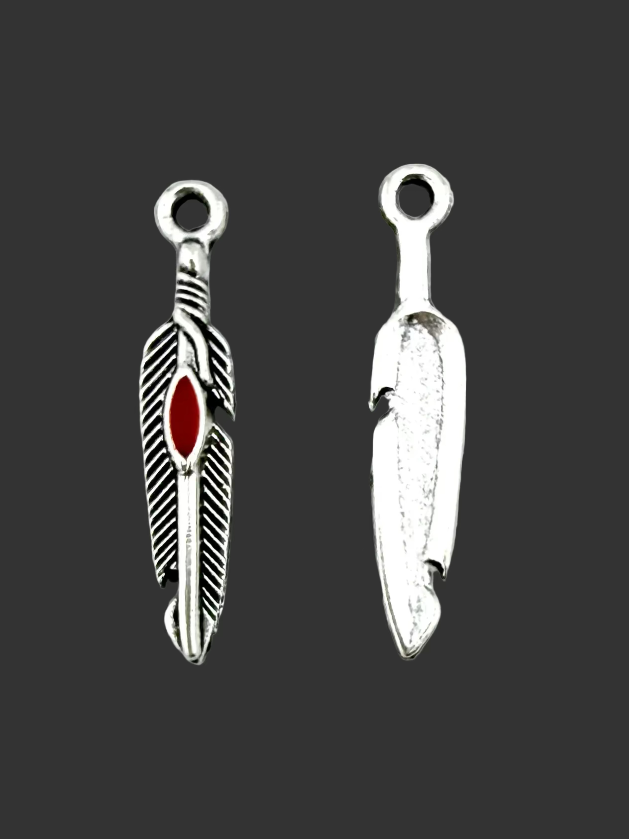29mm Feather Charm Red Rhodium