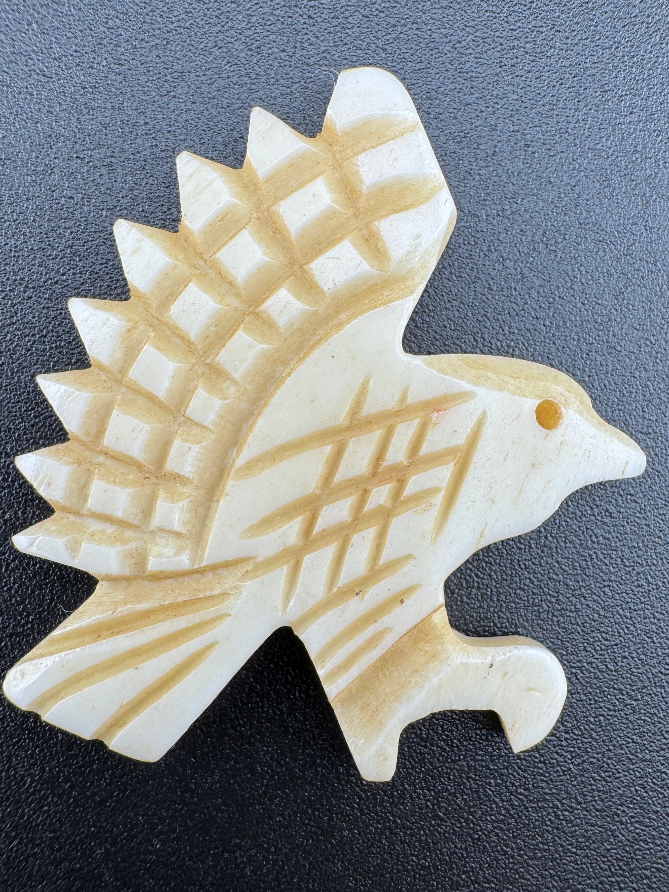 40mm Antique Bone Eagle Pendant – Hand Carved Bone, Tribal & Indigenous Style (No Hole)