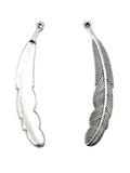 55.5mm Large Curved Feather Charm Rhodium