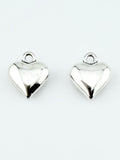13mm Puffy Heart Charm Rhodium