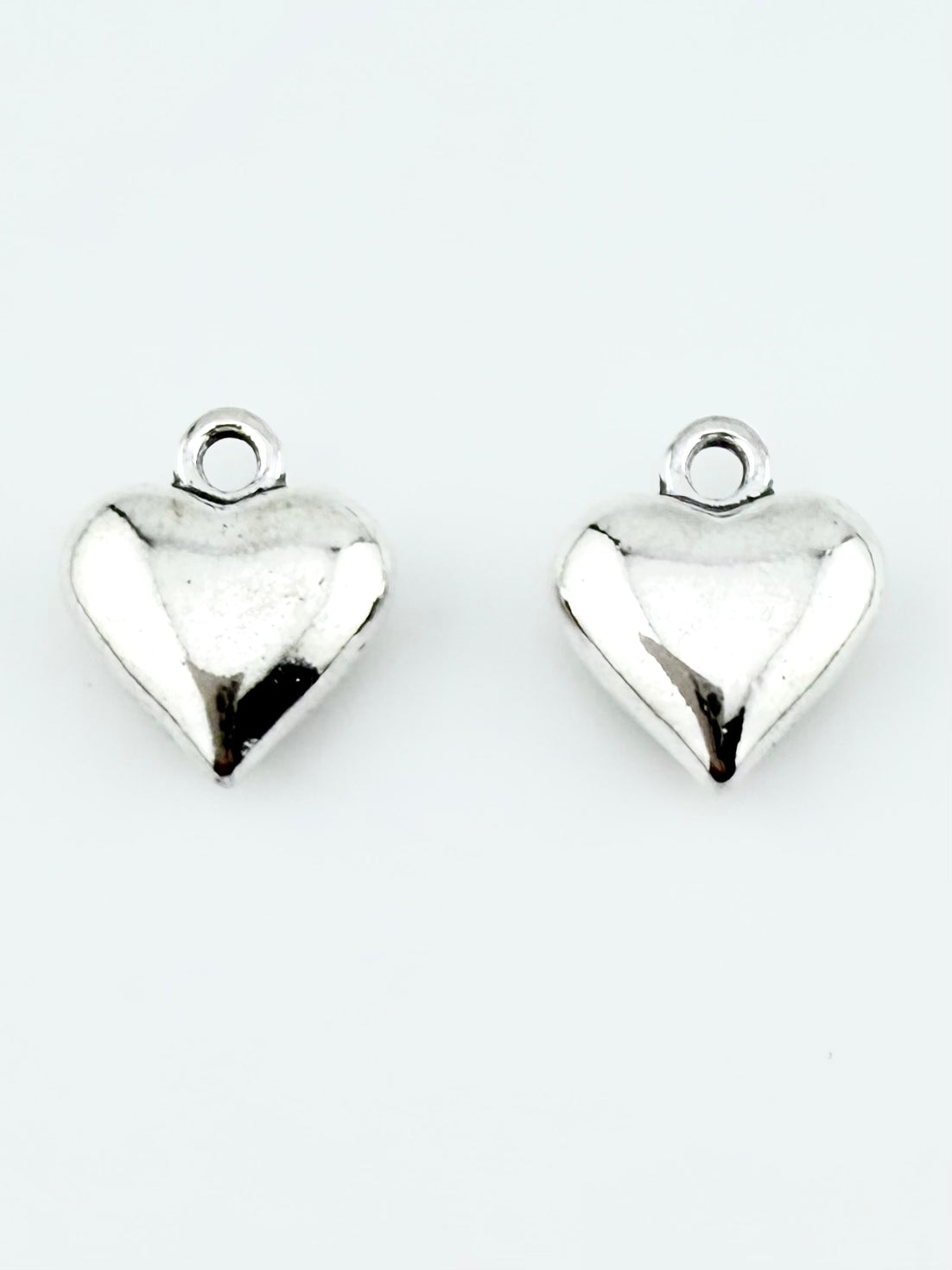 13mm Puffy Heart Charm Rhodium