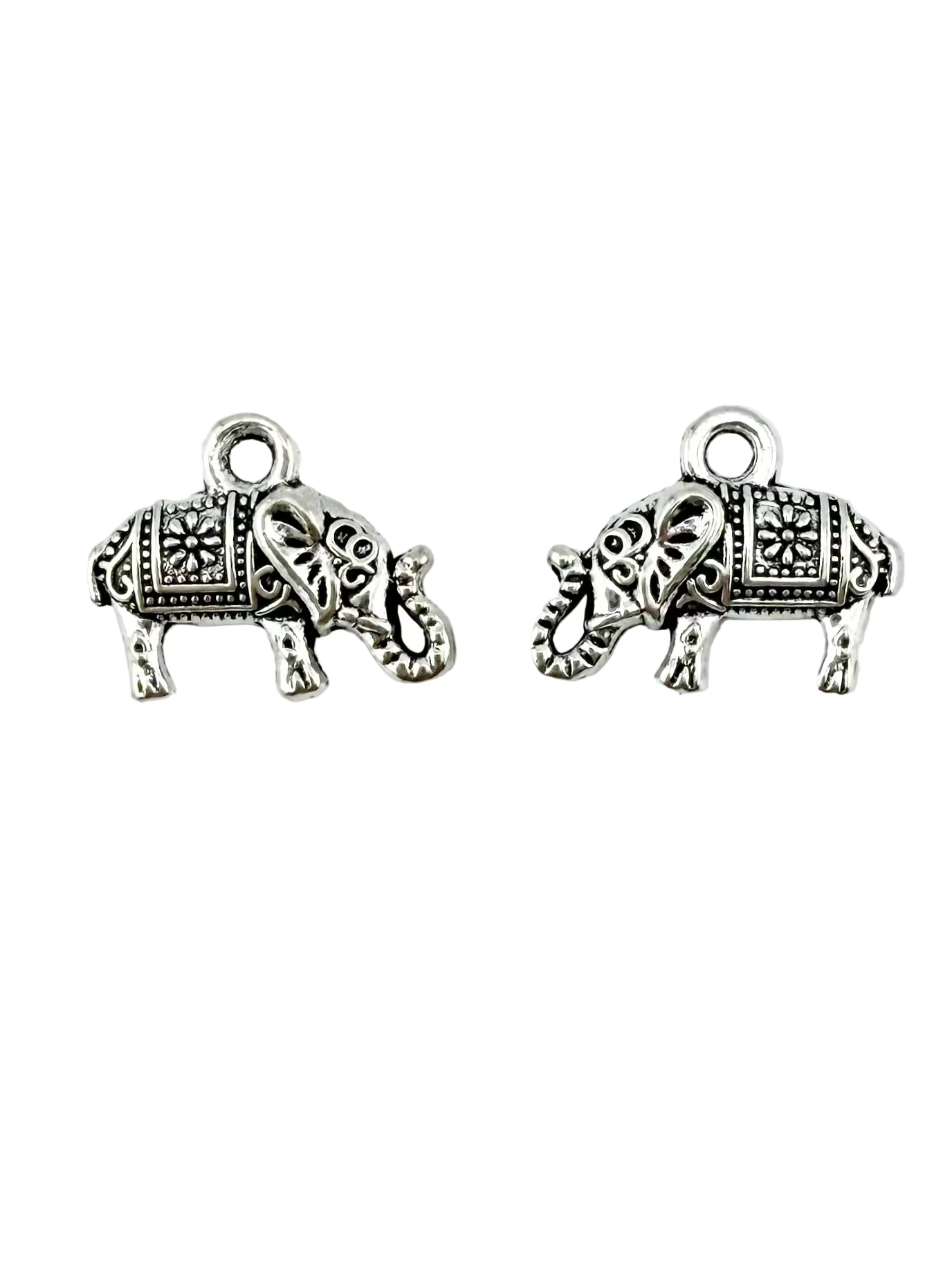 13mm Deco Elephante Charm Rhodium