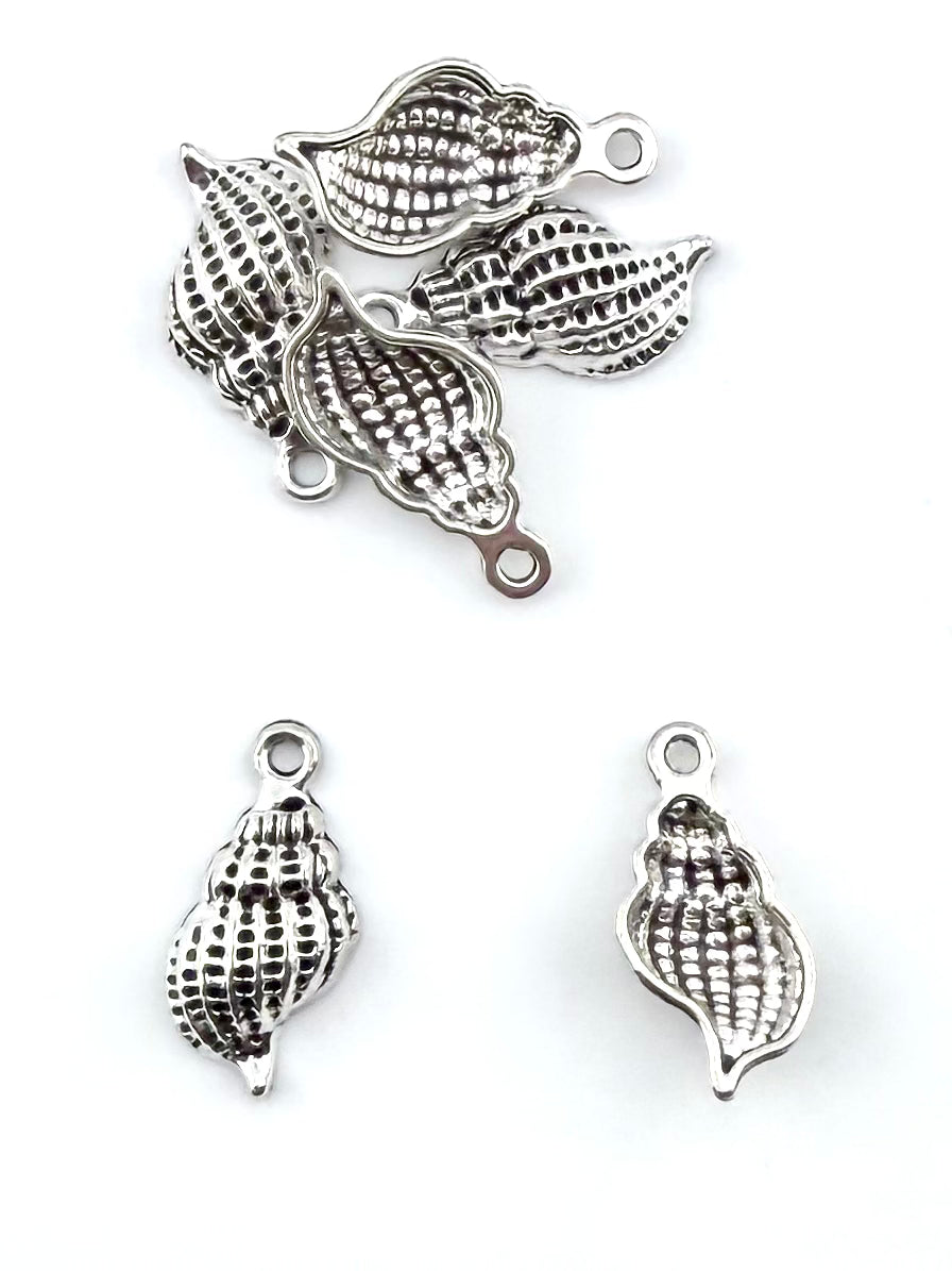 20mm Seashell Charm Rhodium