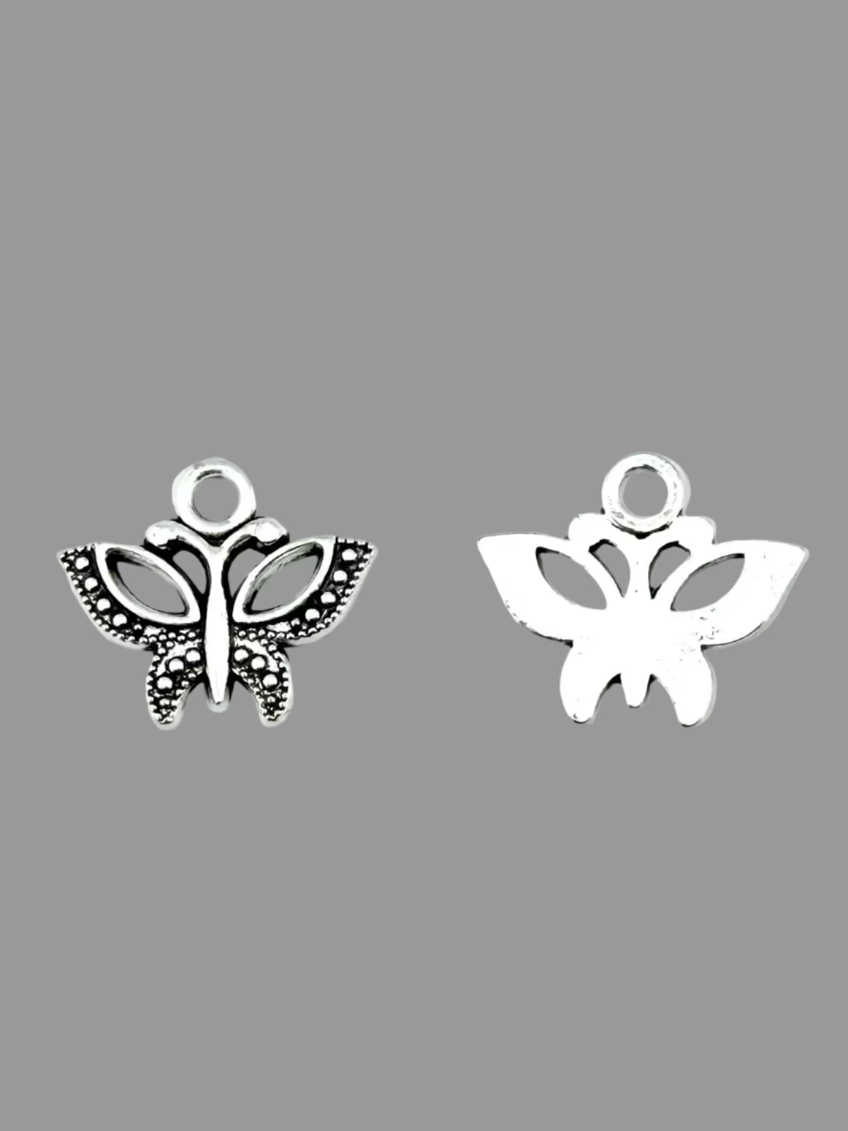 15.5mm Filigree Butterfly Charm Rhodium