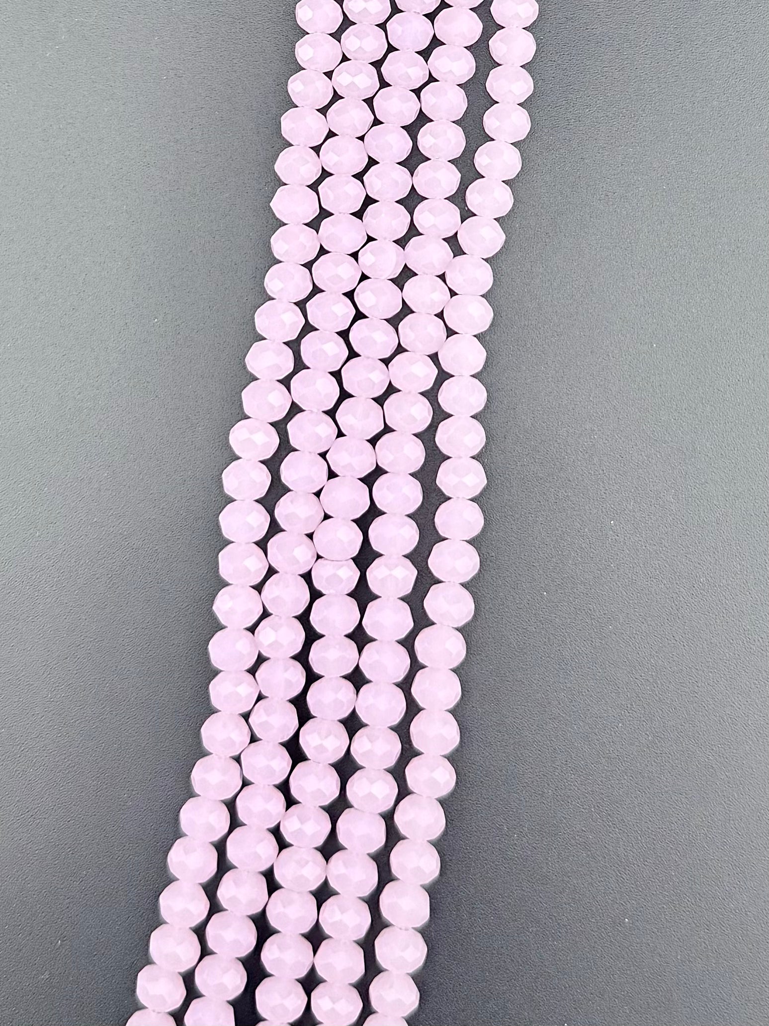 8mm Glass Faceted Rondelle Beads Light Pink