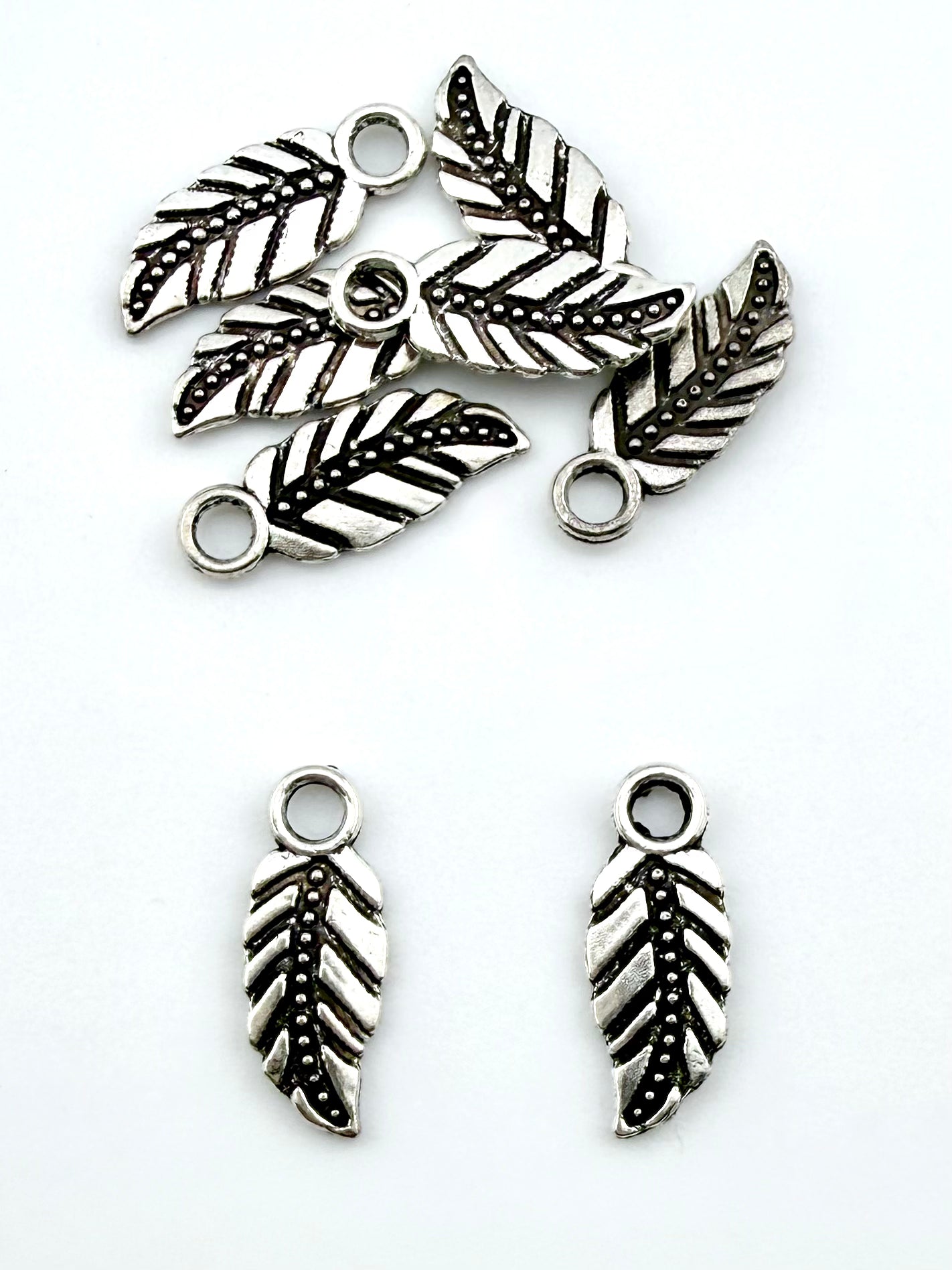 17.5mm Leaf Charm Rhodium