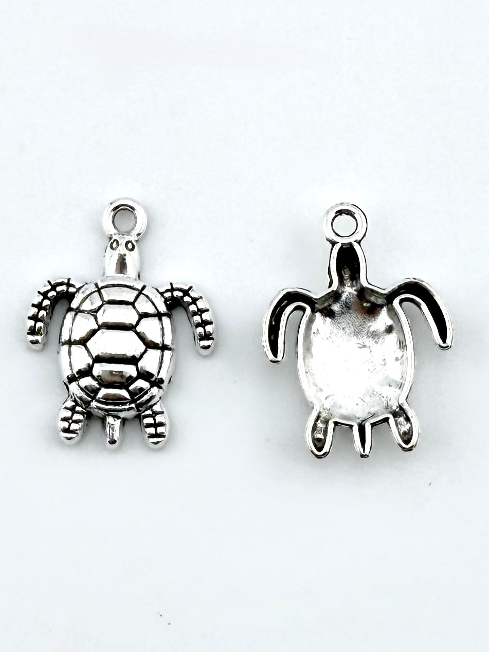 24mm Turtle Charm Rhodium