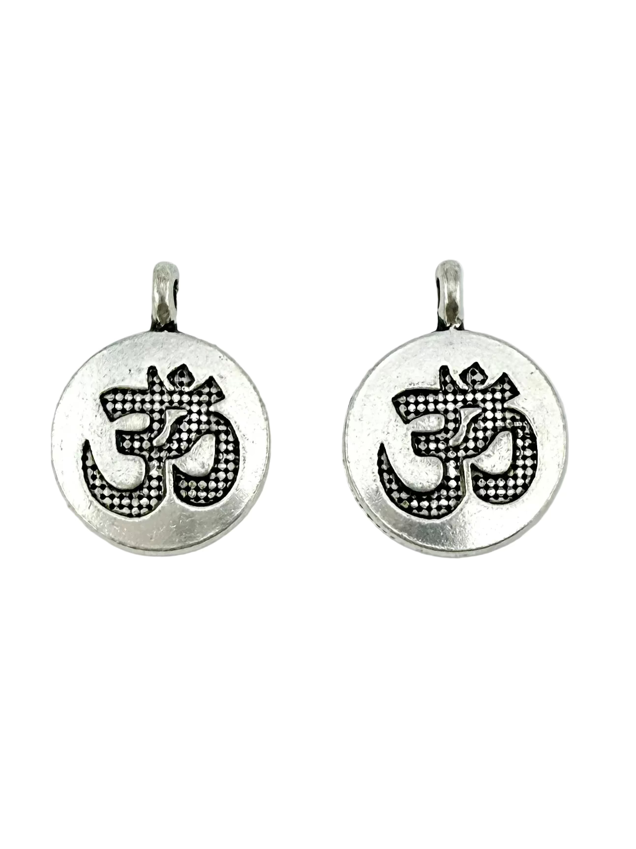 19.5mm Ohm Coin Charm Rhodium