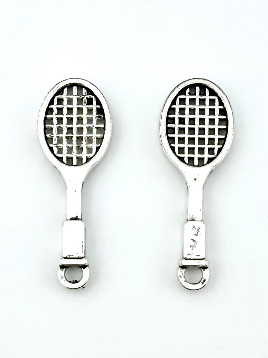 29mm Tennis Racket Charm Rhodium