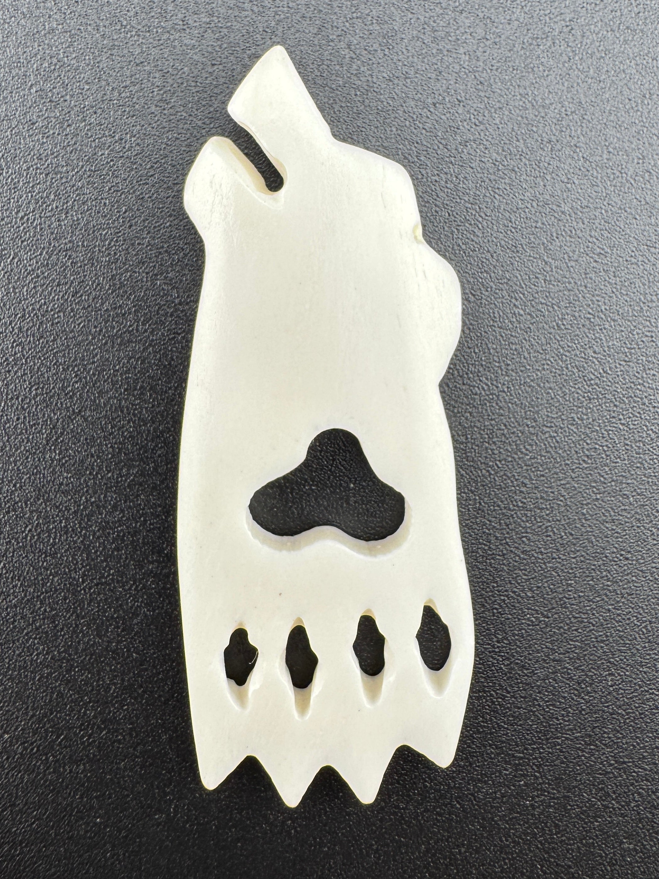 64mm Bone Bear Paw Wolf Head Pendant – Hand Carved Bone, Tribal & Indigenous Style