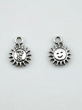 15mm Smiling Sun Charm Rhodium