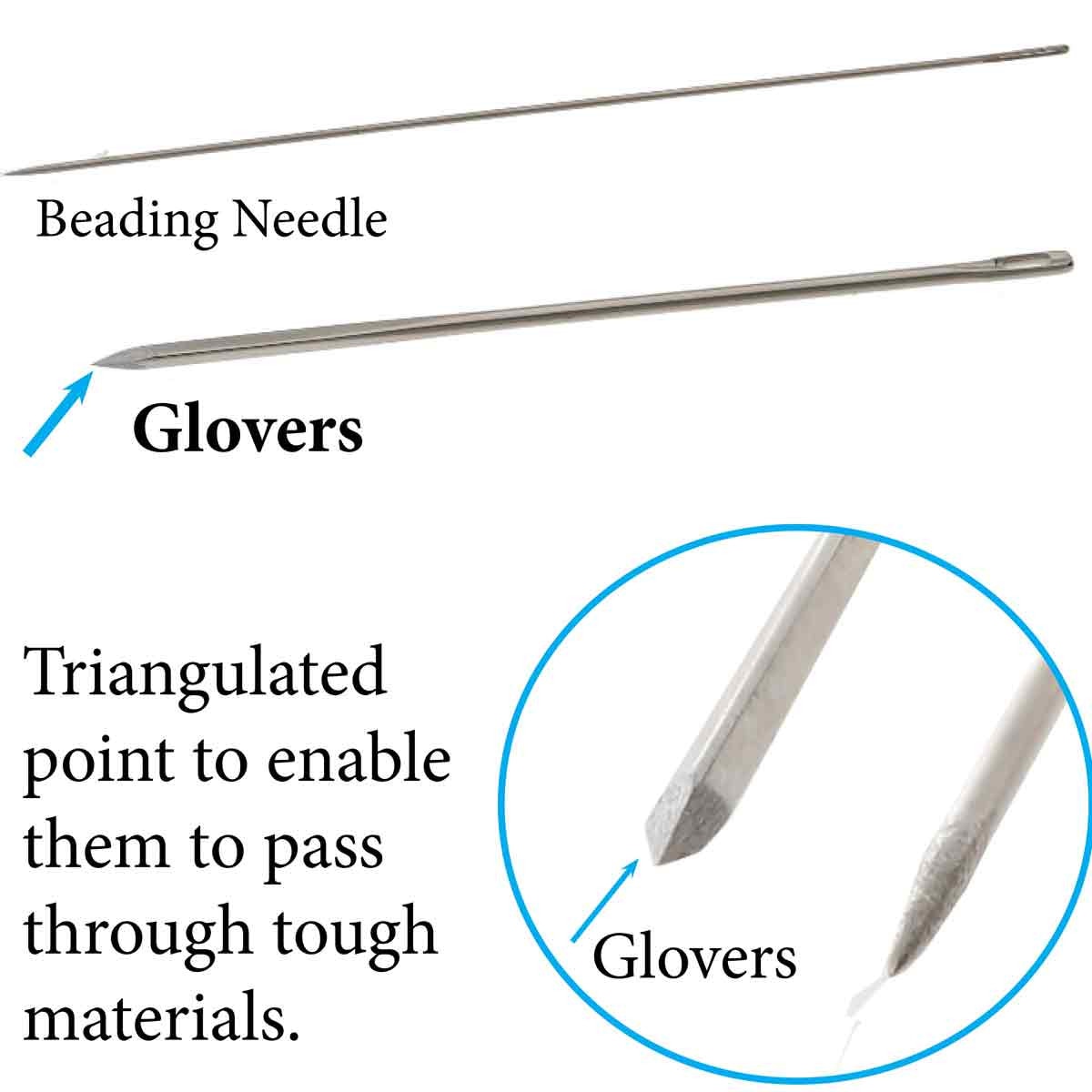 John James Glover Needles #12 – 25 Pack, 1/2.6mm Leather & Craft Sewing Needles Made in England
