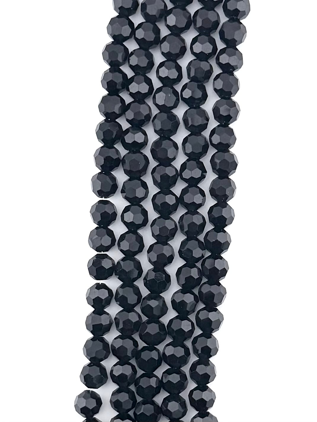 8mm Glass Faceted Round Beads Black