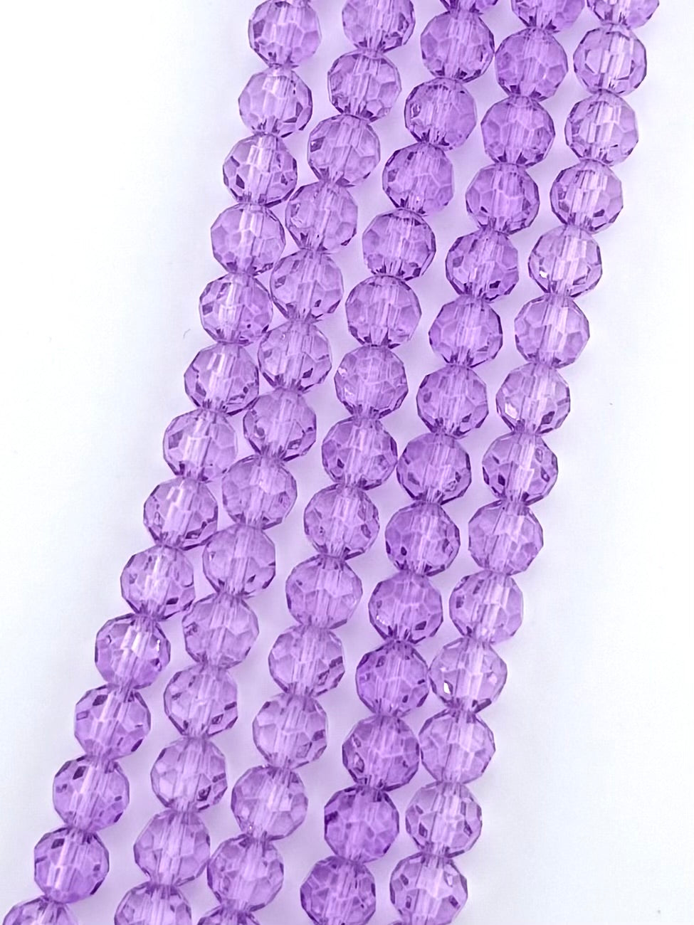 8mm Glass faceted round Beads Purple