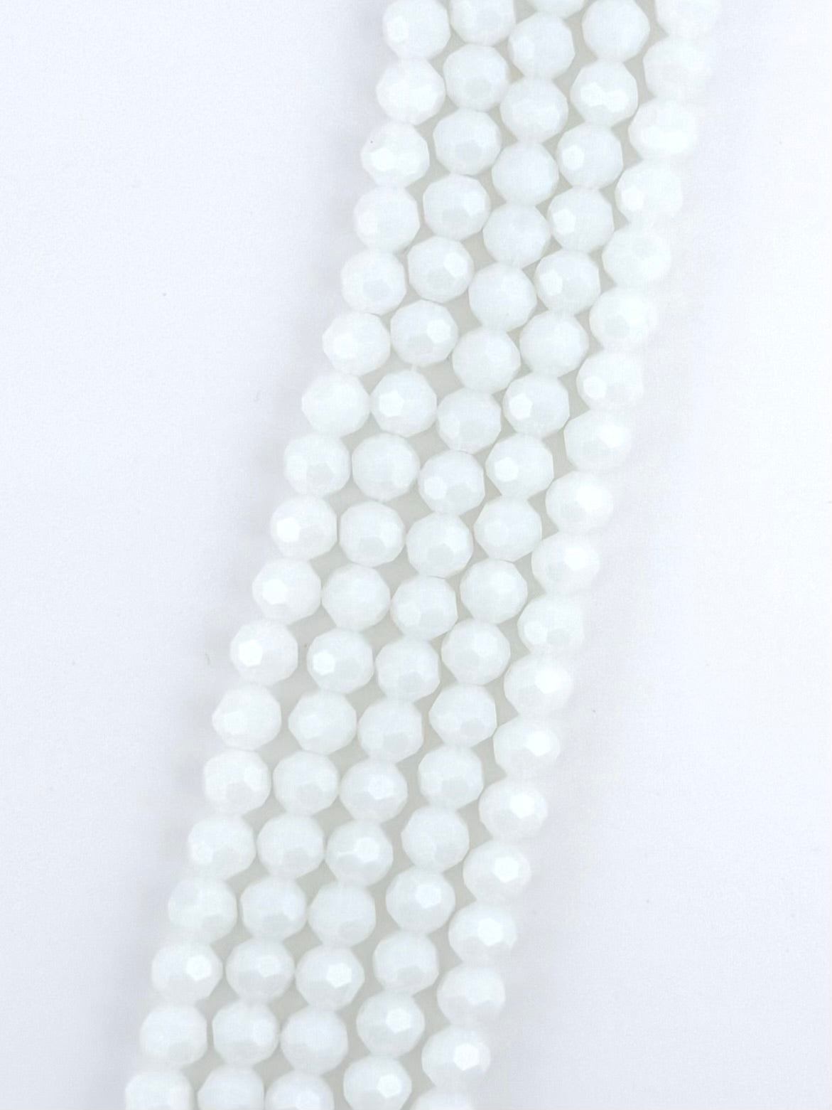 8mm Glass faceted round Beads White